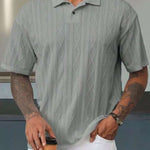 KZZ Retro loose textured knit polo shirt for men
