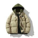 KZZ Hooded Casual Winter Men's Jacket Fake Two-Piece Design Detachable Hat