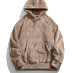 KZZ Men's Solid Pocket Long Sleeve Fuzzy Hoodie