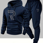 KZZ Men's sports two-piece hooded sweatshirt and pants set