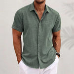 KZZ Men's linen short-sleeved T-shirt