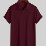 KZZ Men's Plain Jacquard Knit Polo Shirt