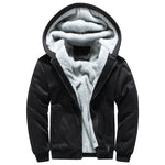 KZZ Thickened Fleece Solid Color Hooded Cardigan - Men's Winter Sweatshirt Jacket
