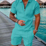 KZZ Mens Polo Shirt and Shorts Sets