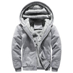 KZZ Thickened Fleece Solid Color Hooded Cardigan - Men's Winter Sweatshirt Jacket