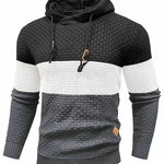 KZZ Mens Hooded Sweatshirt Tricolor Long Sleeve Hoodie Pullover Sweater