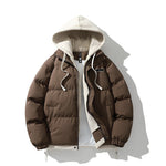 KZZ Hooded Casual Winter Men's Jacket Fake Two-Piece Design Detachable Hat