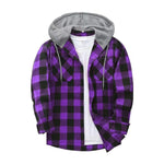 KZZ Plaid Patchwork Button Front Hooded Jacket