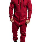 KZZ Men's Hooded Fleece Jumpsuit