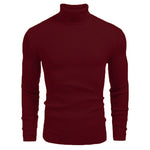 KZZ Fall Outfits Men's Knitted Ribbed Turtleneck/High Neck Slim Fit Basic Sweater
