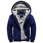KZZ Thickened Fleece Solid Color Hooded Cardigan - Men's Winter Sweatshirt Jacket