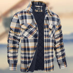 KZZ Men's Long-Sleeve Plaid Jacket