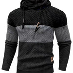 KZZ Mens Hooded Sweatshirt Tricolor Long Sleeve Hoodie Pullover Sweater