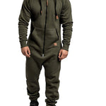 KZZ Men's Hooded Fleece Jumpsuit