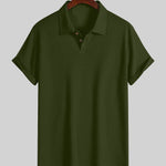 KZZ Men's Plain Jacquard Knit Polo Shirt