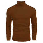 KZZ Fall Outfits Men's Knitted Ribbed Turtleneck/High Neck Slim Fit Basic Sweater