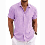 KZZ Men's linen short-sleeved T-shirt