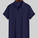 KZZ Men's Plain Jacquard Knit Polo Shirt