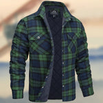 KZZ Men's Long-Sleeve Plaid Jacket
