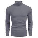KZZ Fall Outfits Men's Knitted Ribbed Turtleneck/High Neck Slim Fit Basic Sweater