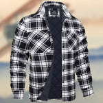 KZZ Men's Long-Sleeve Plaid Jacket