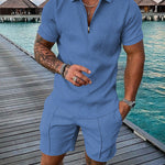KZZ Mens Polo Shirt and Shorts Sets