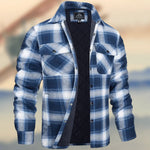 KZZ Men's Long-Sleeve Plaid Jacket