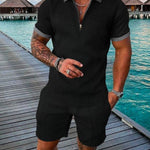 KZZ Mens Polo Shirt and Shorts Sets