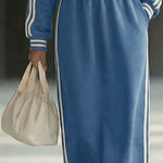 Sporty Hooded Side Stripe Midi Dress