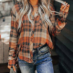 Nadorine Pumpkin Spice Dreamer Plaid Top for Women Casual Work Office Loose Fit 2026 | Under $40