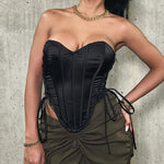 Solid Satin Corset Tube Tanks
