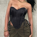 Solid Satin Corset Tube Tanks