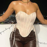 Solid Satin Corset Tube Tanks