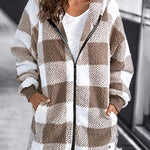 Hoodie Plaid Loose Overcoat