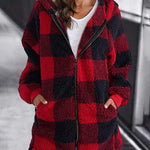 Hoodie Plaid Loose Overcoat