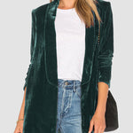 Solid Long Sleeve Blazers Suit Blazer Shawl Lapel Slim Fit Velvet Jackets