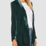 Solid Long Sleeve Blazers Suit Blazer Shawl Lapel Slim Fit Velvet Jackets