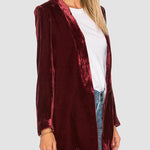 Solid Long Sleeve Blazers Suit Blazer Shawl Lapel Slim Fit Velvet Jackets