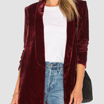 Solid Long Sleeve Blazers Suit Blazer Shawl Lapel Slim Fit Velvet Jackets