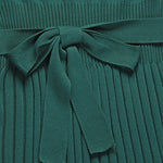 Pleated Mid Length Sweater Dress With Belt