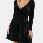 Sexy V-neck Waist Velvet Dress