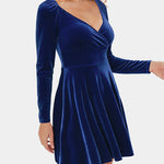 Sexy V-neck Waist Velvet Dress