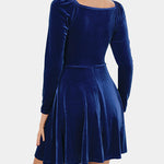 Sexy V-neck Waist Velvet Dress