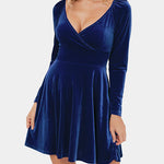 Sexy V-neck Waist Velvet Dress