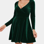 Sexy V-neck Waist Velvet Dress