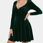 Sexy V-neck Waist Velvet Dress