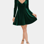 Sexy V-neck Waist Velvet Dress