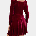 Sexy V-neck Waist Velvet Dress