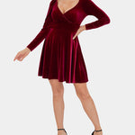 Sexy V-neck Waist Velvet Dress
