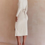 Sexy Slit Rib-Knit Slim Belt Dress